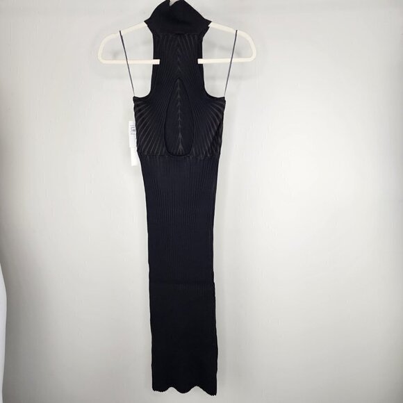 NWT Good American Angled Rib Mock Halter Bodycon Midi Dress Black XSmall/Small - Picture 9 of 15